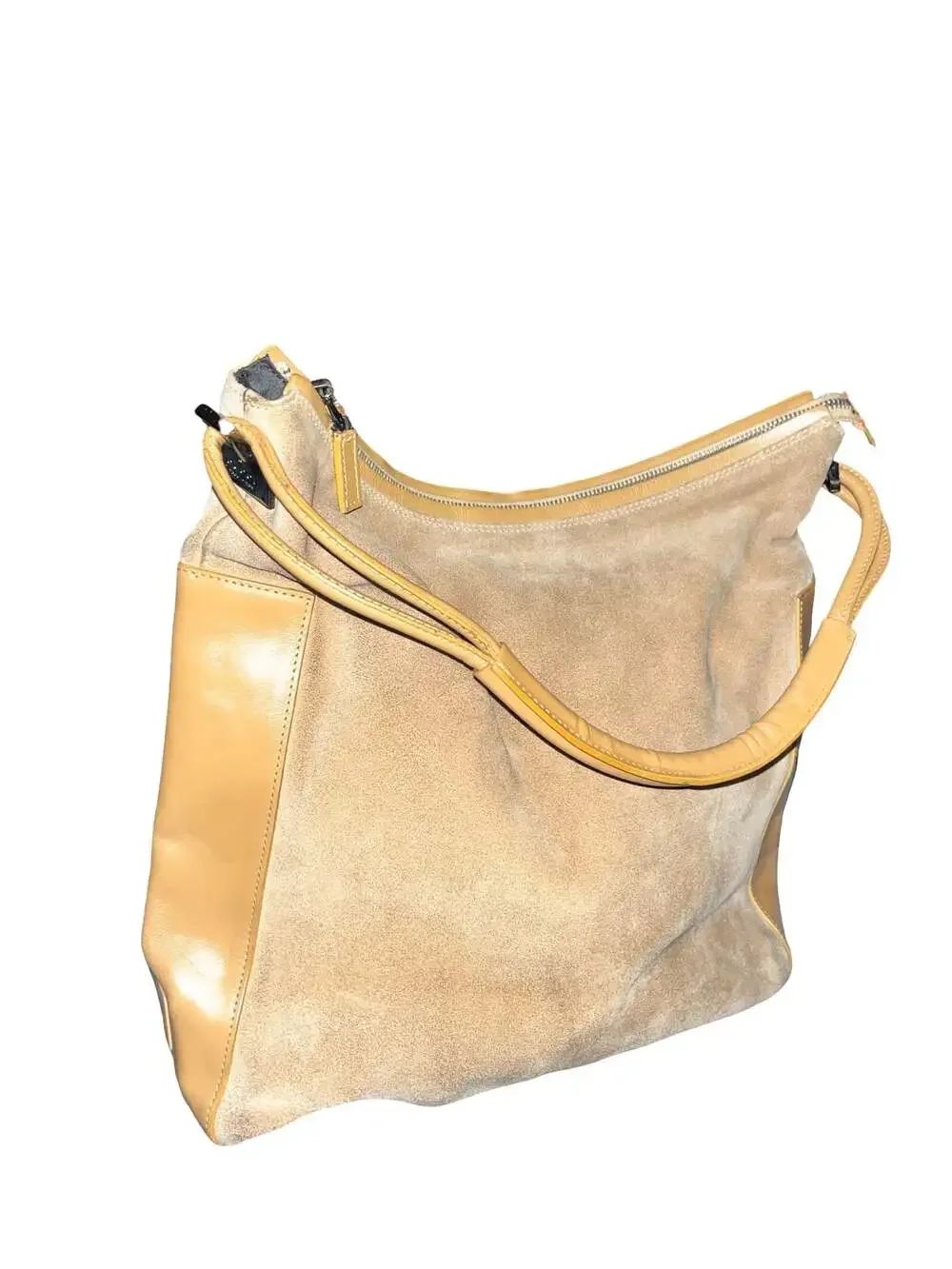 Gucci shoulder bag beige suede ?~ leather Authentic used T17202